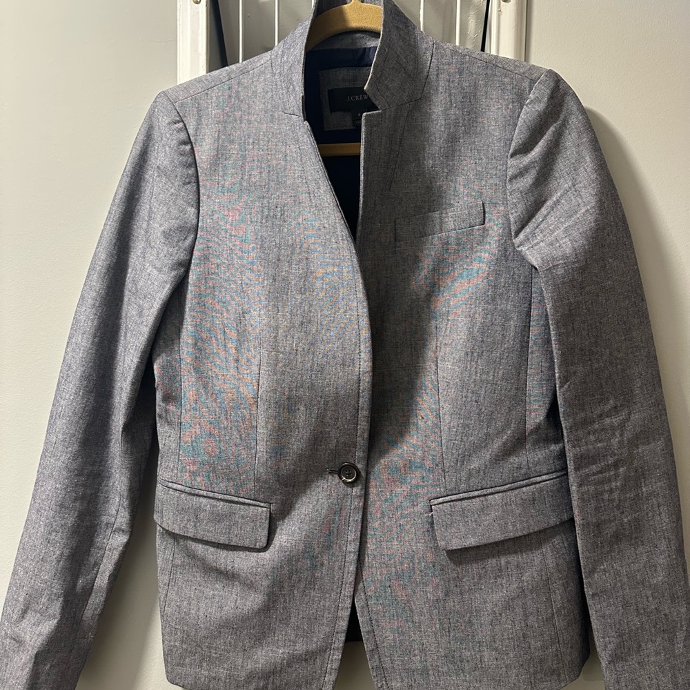 J. Crew Light Heather Gray Collarless Blazer
